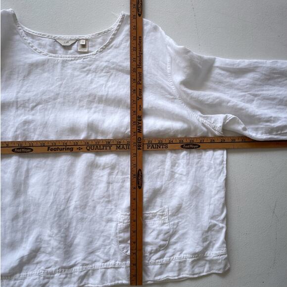 J. JILL White Linen Long Sleeve Pocket Top / Sz 3X / Lagenlook Minimal Casual - Picture 8 of 13